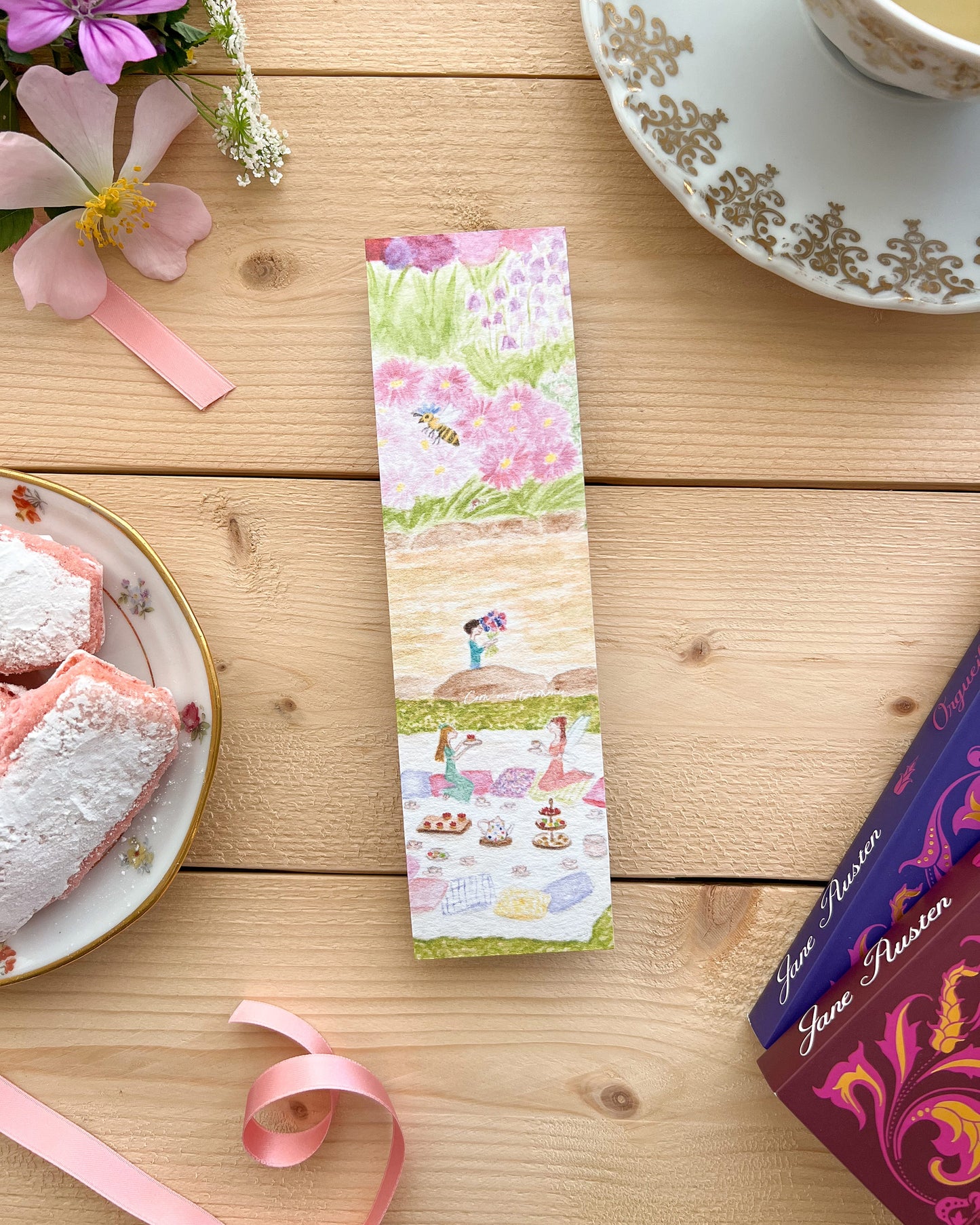 MARQUE PAGE - TEA TIME AU JARDIN
